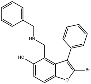5-BENZOFURANOL, 4-(BENZYLAMINOMETHYL)-2-BROMO-3-PHENYL-
